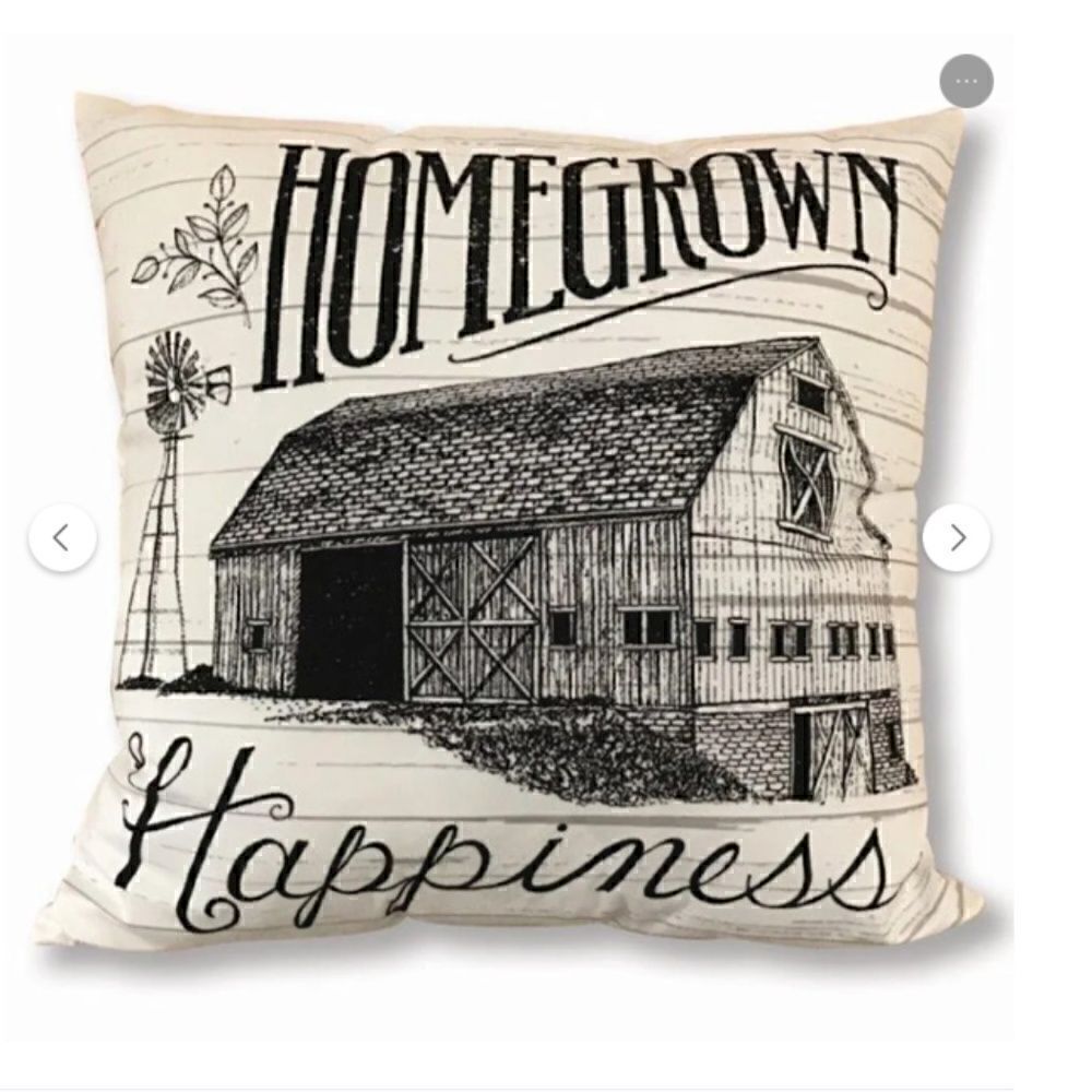 NEW! Homegrown Happiness Farmhouse Windmill Large 16x16 Throw Pillow Plaid